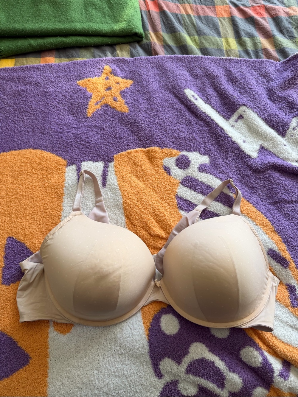 Plus Size 48DD Torrid Curve Tan Polka Dot Plunge Push Up Bra